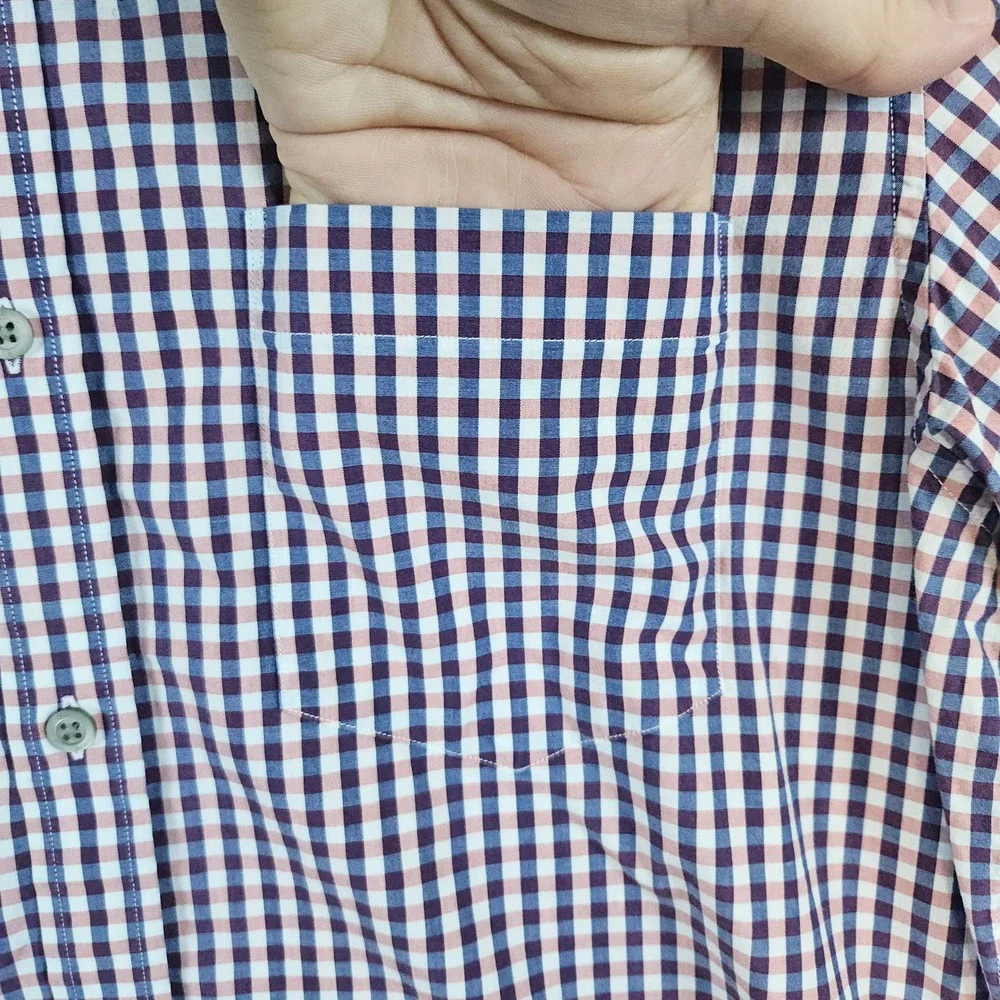 Banana Republic Men's Button Up Shirt Pink Blue White‎ Gingham Checks Size L